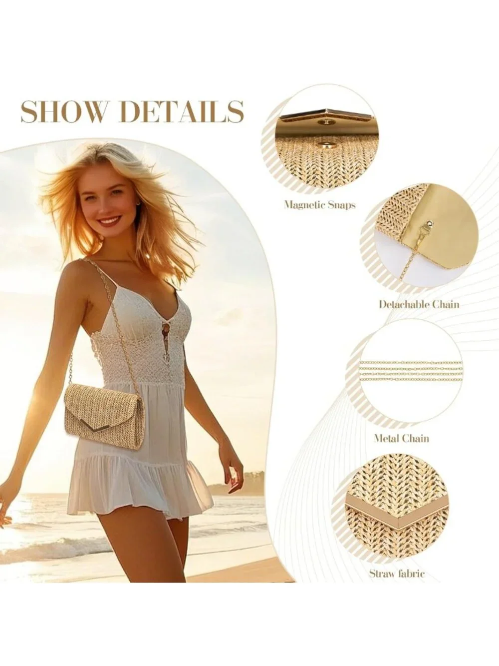 Trendy Envelope Clutch Purse for Women - Evening Handbag & Chain for Parties